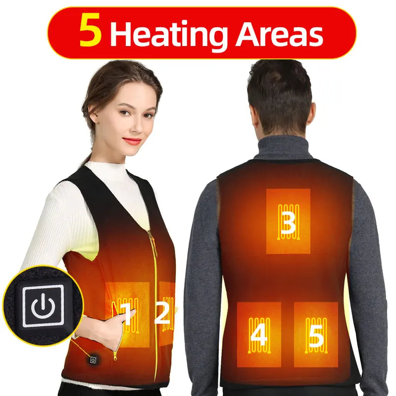 Heating Vests- Unisex 10 Zone Heat Vest – USB Powered Waistcoat in Fleece- - IndioGear Women Clothing