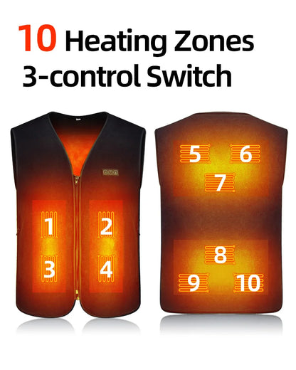 Heating Vests- Unisex 10 Zone Heat Vest – USB Powered Waistcoat in Fleece- - IndioGear Women Clothing