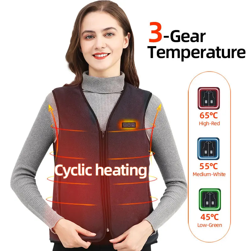 Heating Vests- Unisex 10 Zone Heat Vest – USB Powered Waistcoat in Fleece- - IndioGear Women Clothing