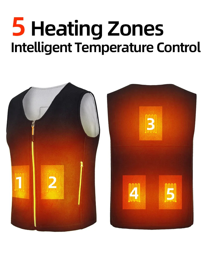 Heating Vests- Unisex 10 Zone Heat Vest – USB Powered Waistcoat in Fleece- - IndioGear Women Clothing