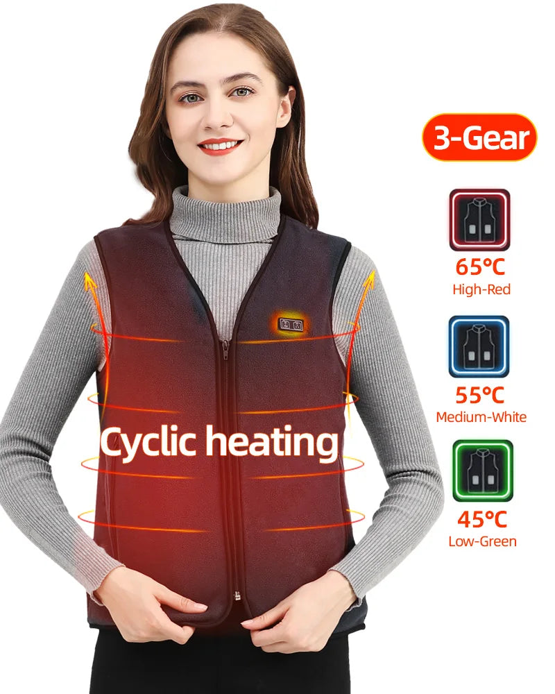 Heating Vests- Unisex 10 Zone Heat Vest – USB Powered Waistcoat in Fleece- - IndioGear Women Clothing