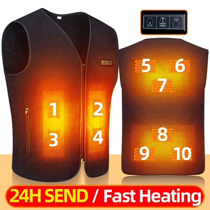 Heating Vests- Unisex 10 Zone Heat Vest – USB Powered Waistcoat in Fleece- - IndioGear Women Clothing