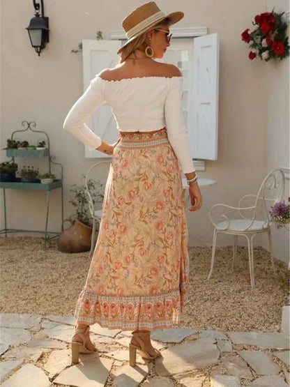 High-Low Skirts- Boho High-Low Floral Skirt- - IndioGear.com