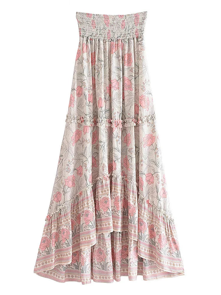 High-Low Skirts- Boho High-Low Floral Skirt- - IndioGear.com