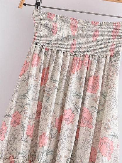 High-Low Skirts- Boho High-Low Floral Skirt- - IndioGear.com