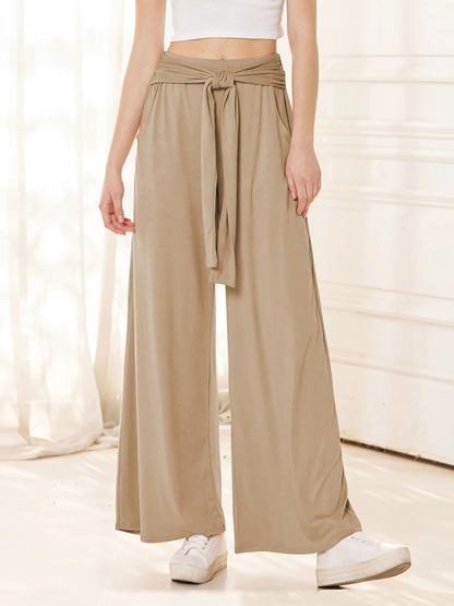 High-Waist Pants- Women's Casual Wide-Leg Pants- Khaki- IndioGear.com