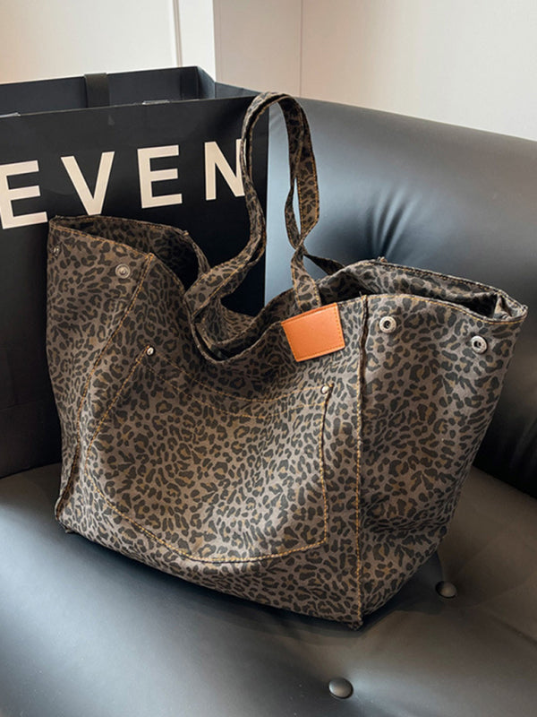 Hobo Bags- Leopard Print Large Capacity Tote Bag for Everyday Carry- - IndioGear Fashion and Gear