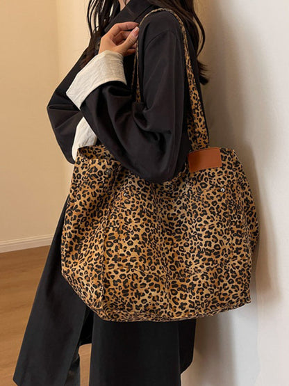 Hobo Bags- Leopard Print Large Capacity Tote Bag for Everyday Carry- - IndioGear Fashion and Gear