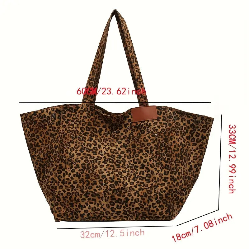 Hobo Bags- Leopard Print Large Capacity Tote Bag for Everyday Carry- - IndioGear Fashion and Gear