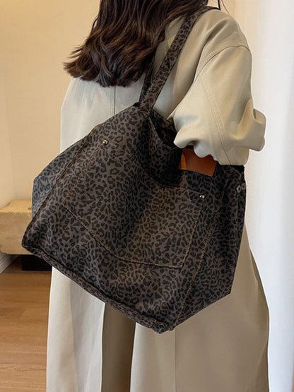 Hobo Bags- Leopard Print Large Capacity Tote Bag for Everyday Carry- - IndioGear Fashion and Gear