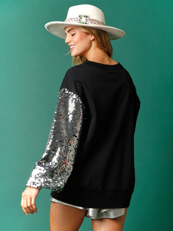 Holiday Sweatshirt- Sequined Angel Wings Christmas High-Low Sweatshirt- - IndioGear.com