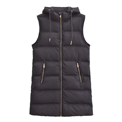 Hooded Vest- Cozy Hooded Puffer Vest for Chilly Days- black- IndioGear.com