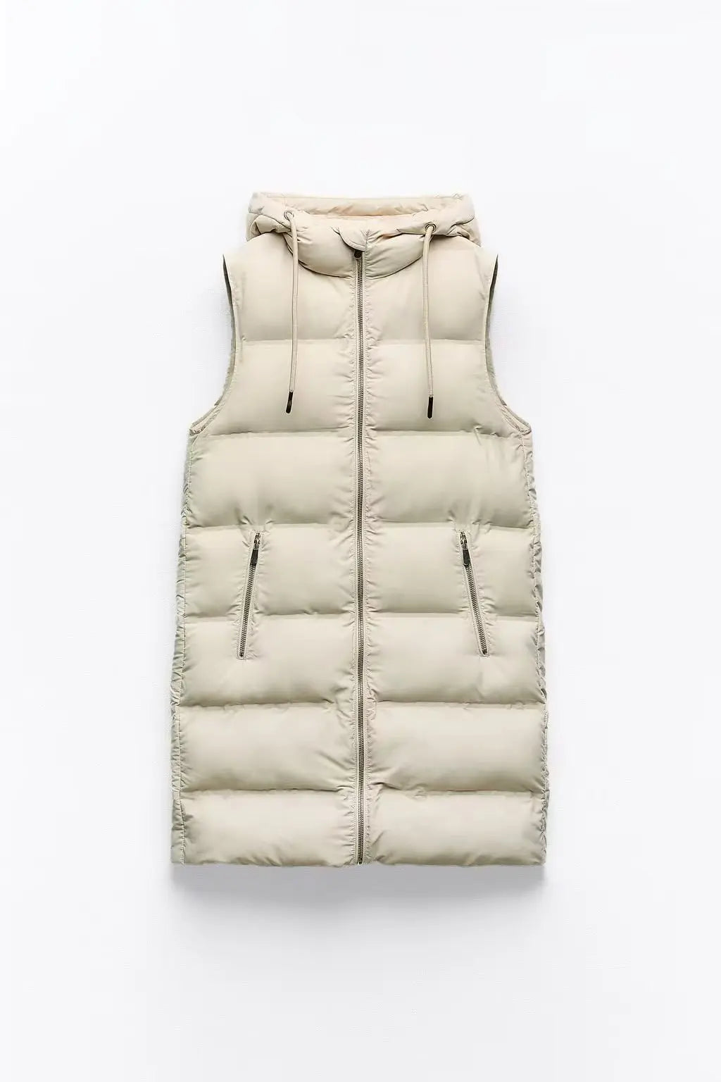 Hooded Vest- Cozy Hooded Puffer Vest for Chilly Days- Beige- IndioGear.com