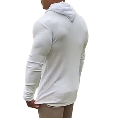 Hoodies- Street-Style Men’s Ribbed Hoodie Tee- - IndioGear