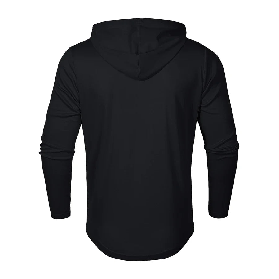 Hoodies- Casual Muscle-Fit Hoodie Athletic Fit Henley Pullover- - IndioGear