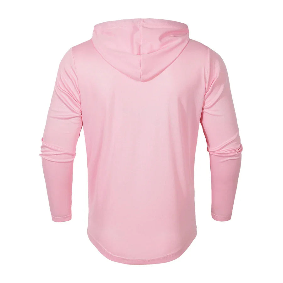 Hoodies- Casual Muscle-Fit Hoodie Athletic Fit Henley Pullover- - IndioGear