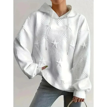 Hoodies- Plus-Size Star Textured Hoodie Sweatshirt- - IndioGear.com