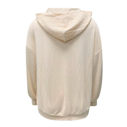 Hoodies- Relaxed Oversized Ribbed Hoodie Kangaroo Pouch- - IndioGear.com