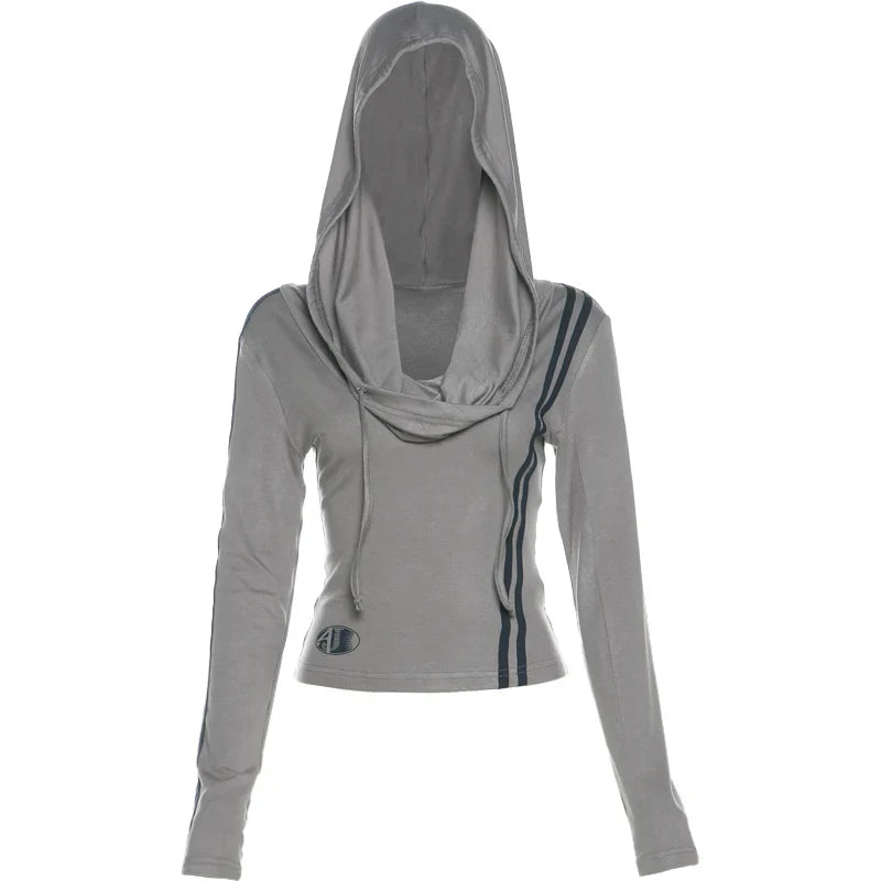 Hoodies- Sporty Crop Top with Hood for Women- - IndioGear.com