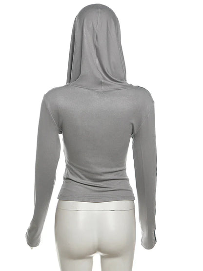 Hoodies- Sporty Crop Top with Hood for Women- - IndioGear.com