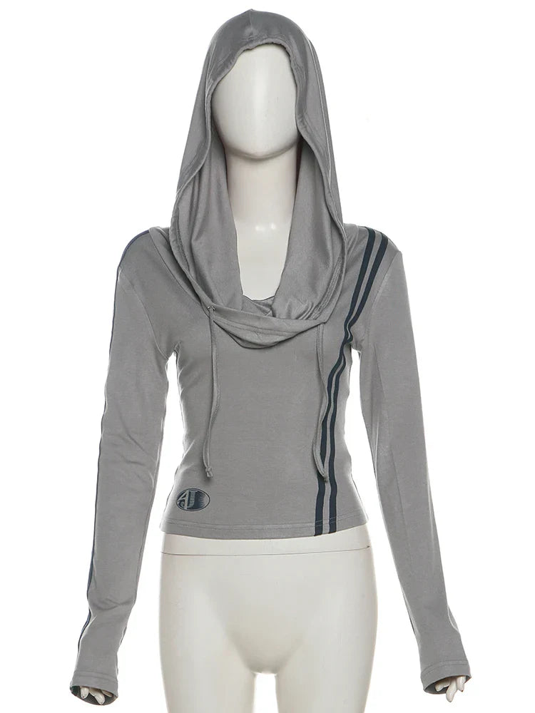 Hoodies- Sporty Crop Top with Hood for Women- - IndioGear.com