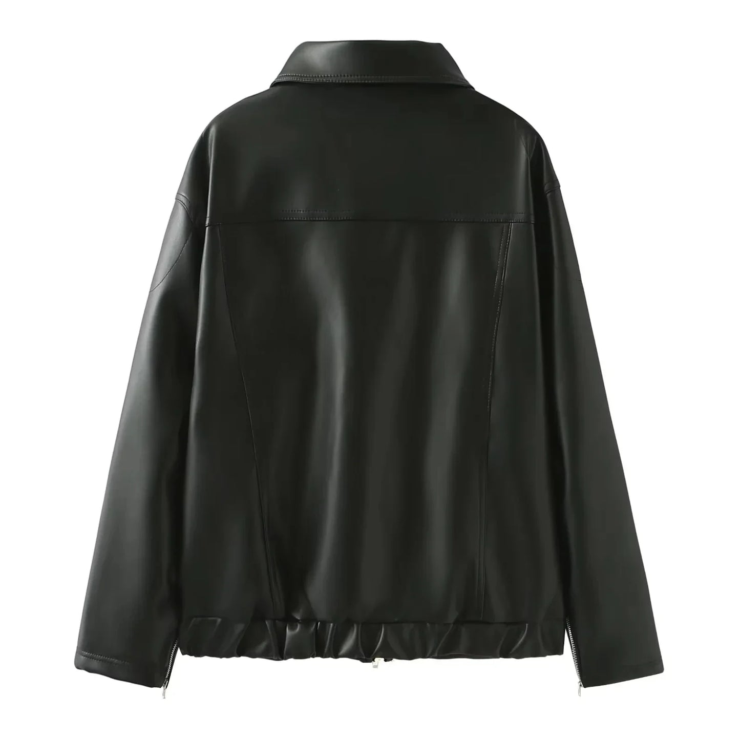 Jackets- Bow-Detailed Leather Jacket for Women- - IndioGear.com