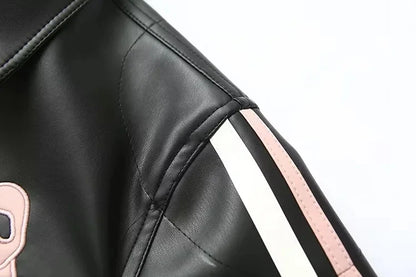 Jackets- Bow-Detailed Leather Jacket for Women- - IndioGear.com