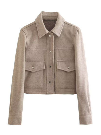 Jackets- Classic Taupe Cropped Jacket – Casual to Semi-formal- Cream- IndioGear.com