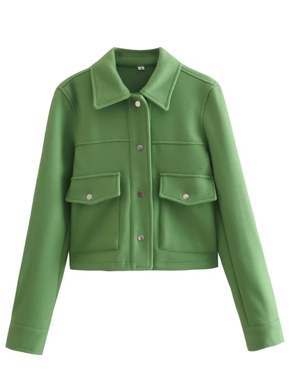 Jackets- Classic Taupe Cropped Jacket – Casual to Semi-formal- Green- IndioGear.com