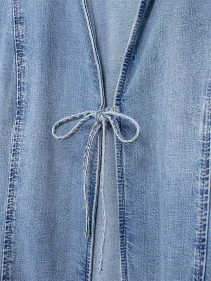 Jackets- Denim Tie-Front Jacket for Women- - IndioGear.com