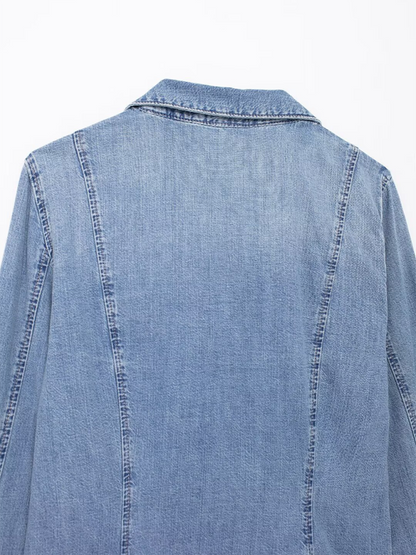 Jackets- Denim Tie-Front Jacket for Women- - IndioGear.com