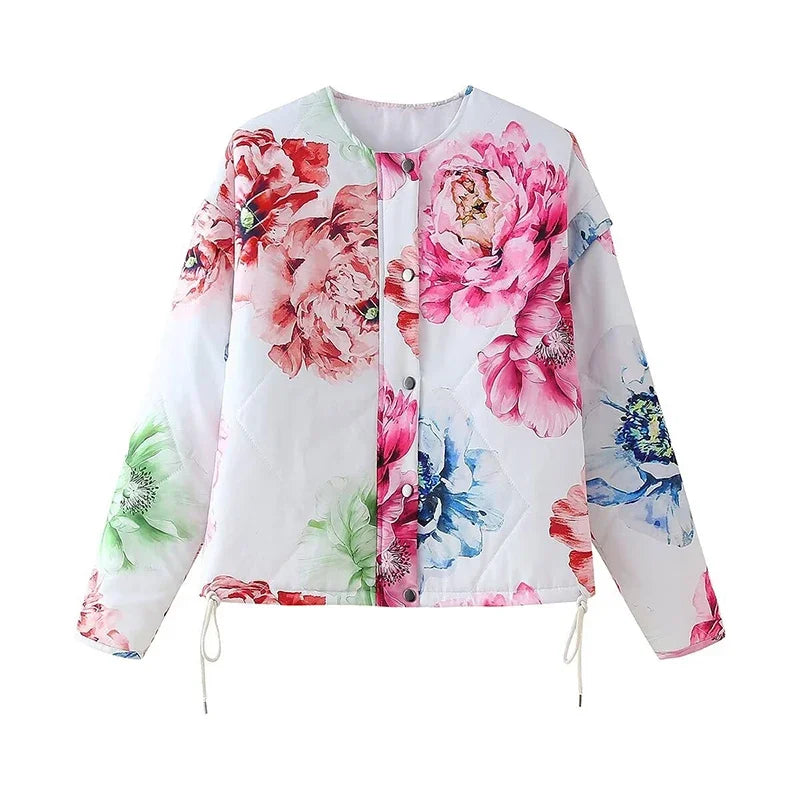 Jackets- Floral Print Casual Jacket for Every Occasion- Floral Print- IndioGear.com