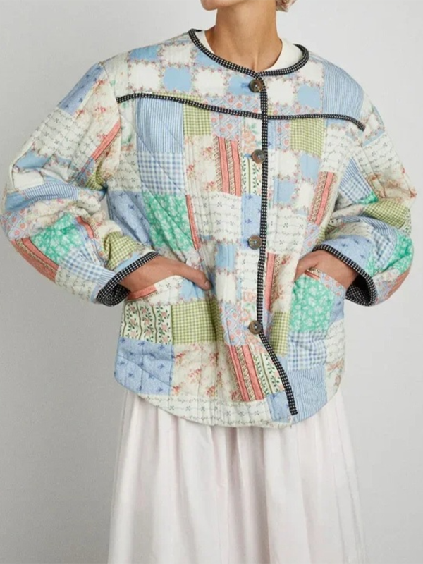 Jackets- Floral Print Wrap Cotton Jacket- - IndioGear.com