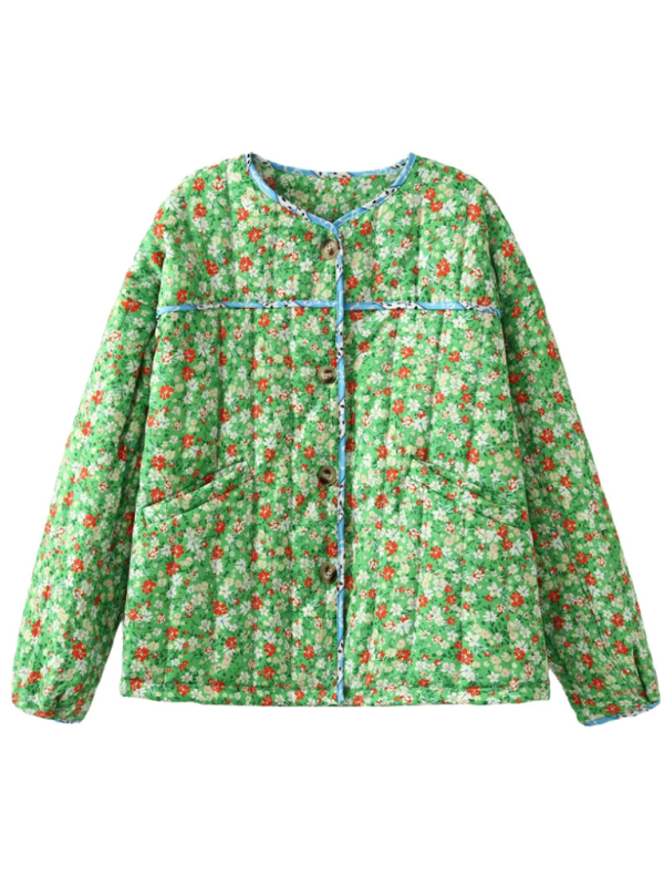 Jackets- Floral Print Wrap Cotton Jacket- - IndioGear.com