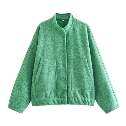 Jackets- Forest Whisper Casual Wool Jacket- green- IndioGear.com