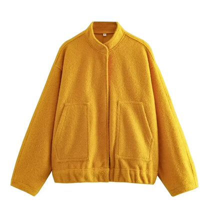 Jackets- Forest Whisper Casual Wool Jacket- Yellow- IndioGear.com