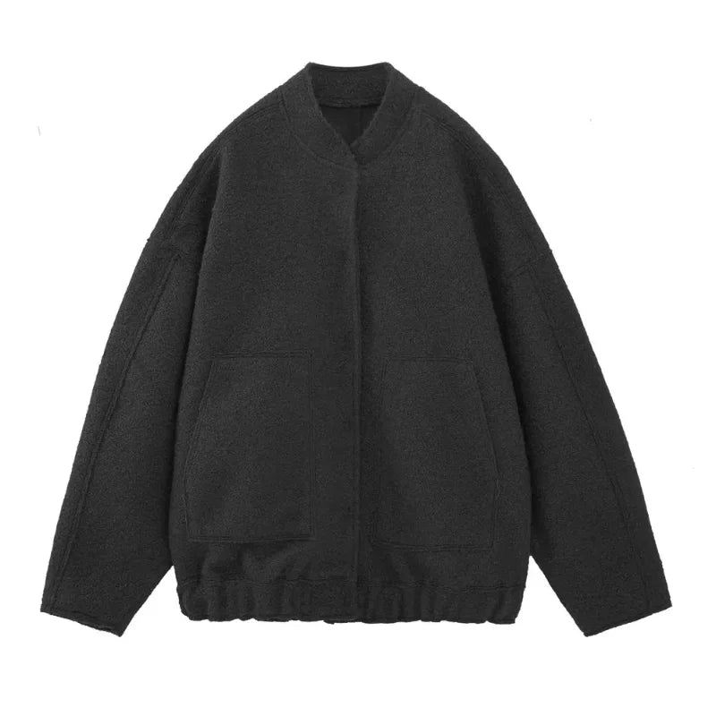 Jackets- Forest Whisper Casual Wool Jacket- black- IndioGear.com