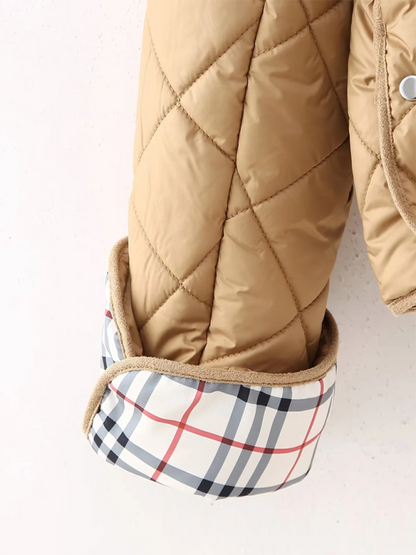 Jackets- Modern Quilted Coat with Plaid Lining- - IndioGear.com