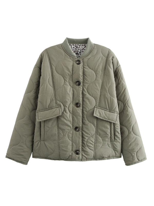 Jackets- Olive Autumn Quilted Jacket- - IndioGear Women Clothing