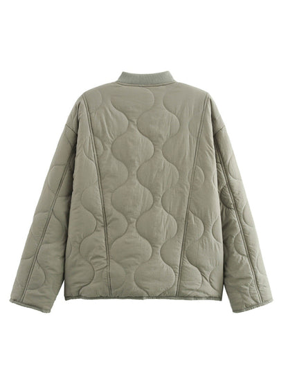 Jackets- Olive Autumn Quilted Jacket- - IndioGear Women Clothing