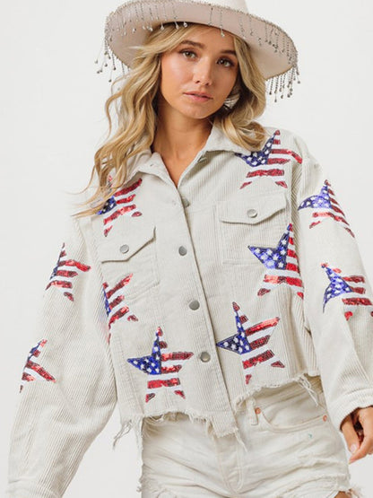 Jackets- Patriotic Sparkle Corduroy Jacket for Independence Day- - IndioGear.com