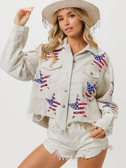 Jackets- Patriotic Sparkle Corduroy Jacket for Independence Day- - IndioGear.com