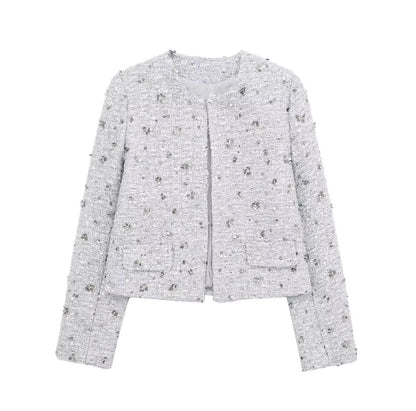 Jackets- Sparkle Sequin Zip-Up Party Jacket- White- IndioGear.com