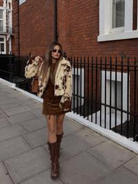 Jackets- Elegant Faux Fur Jacket with Vintage Charm- - IndioGear