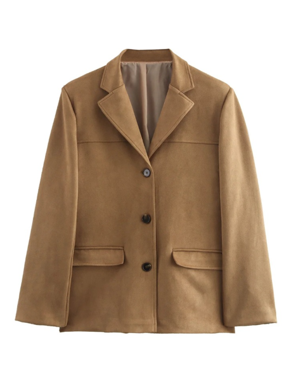 Jackets- Vintage Business Casual Faux Suede Coat- - IndioGear.com