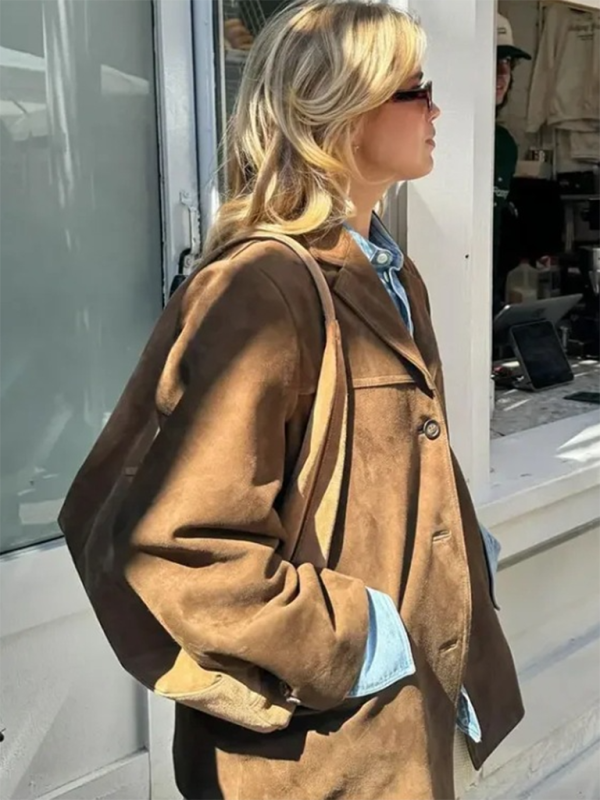 Jackets- Vintage Business Casual Faux Suede Coat- - IndioGear.com