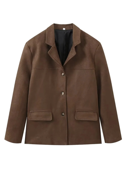 Jackets- Vintage Business Casual Faux Suede Coat- - IndioGear.com