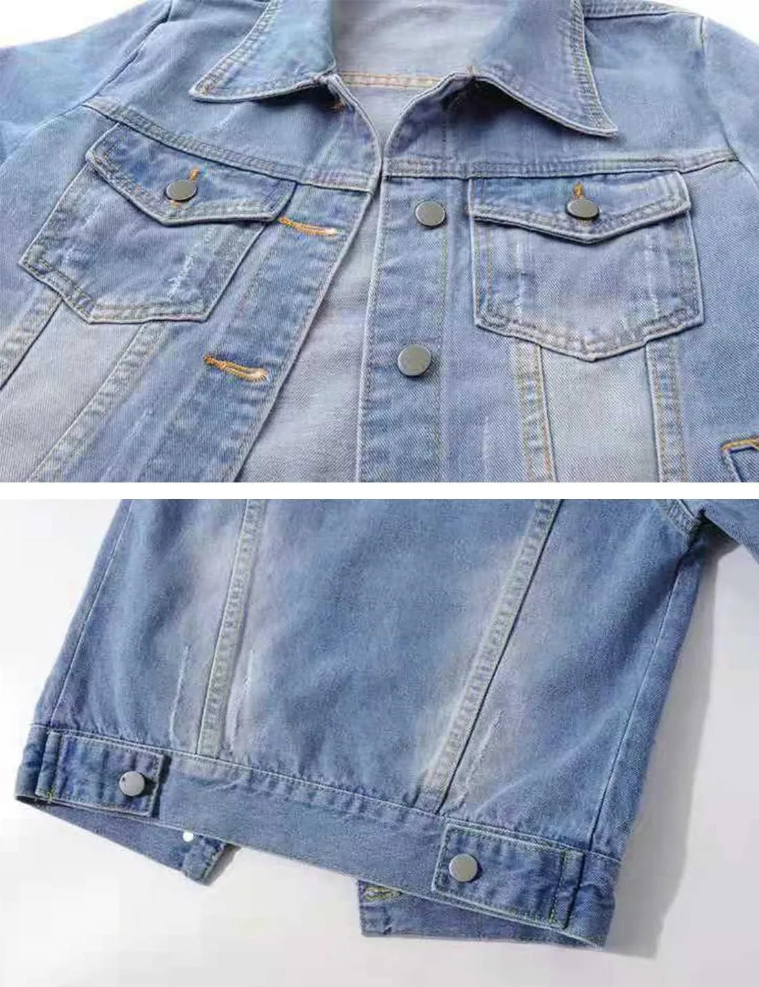 Jackets- Women Boxy Denim Jacket with 3/4 Sleeves- - IndioGear.com