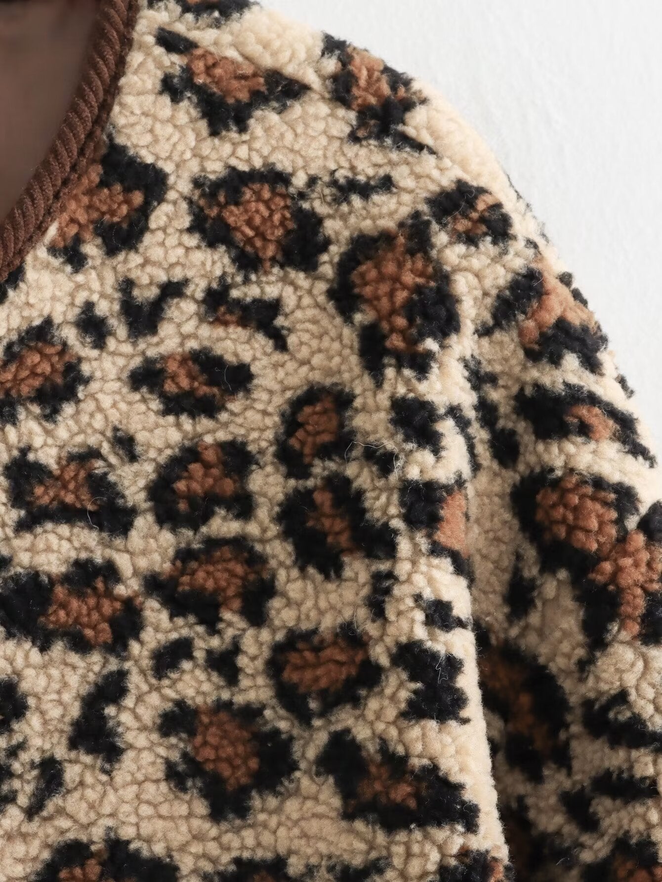 Jackets- Women's Oversized Plush Leopard Jacket Cardigan- - IndioGear Fashion and Gear