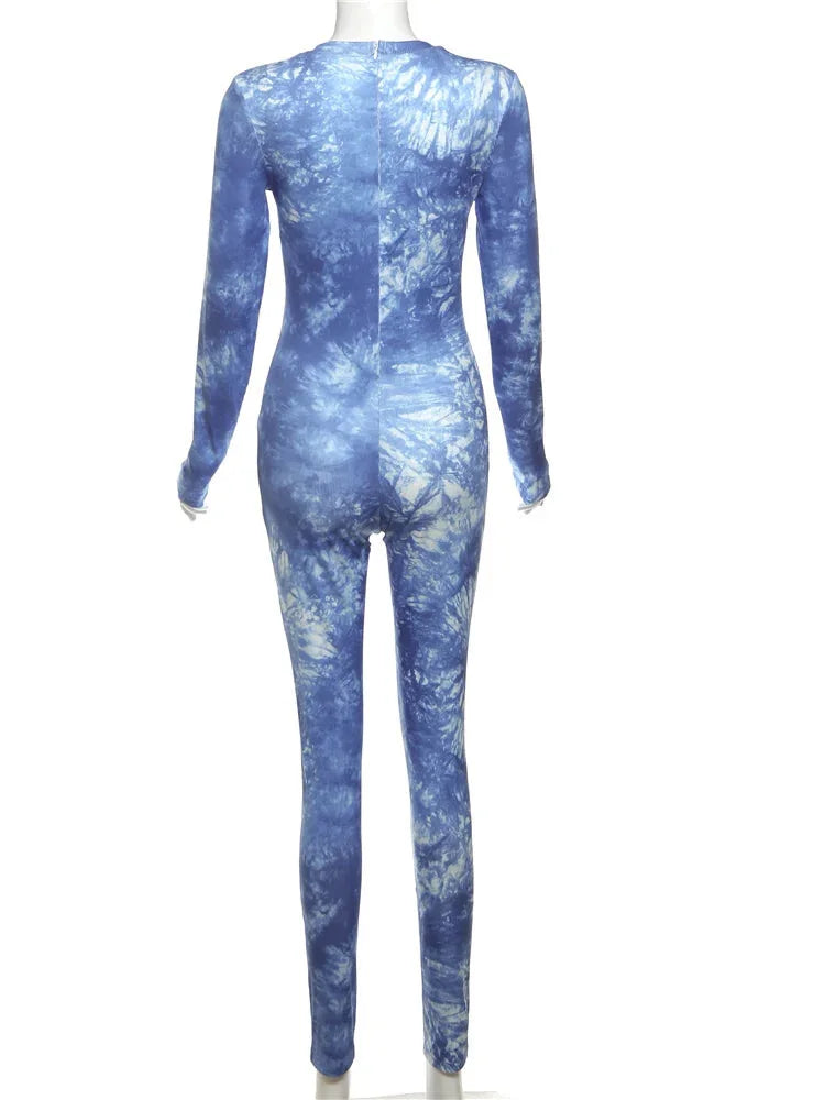 Jumpsuits- Cloud Tie-Dye Jumpsuit Women Full Unitard- - IndioGear Women Clothing